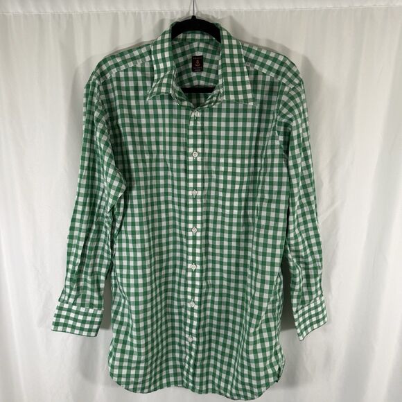 Robert Talbott Respoke Dress Shirt Men's Large Green Plaid Button Up Long Sleeve - Picture 1 of 9
